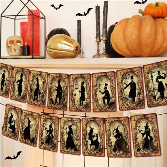 Halloween Decorations Vintage Halloween Banner Gothic Skull Halloween Garland - Picture 1 of 6